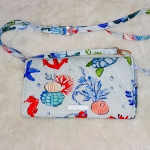 Vera Bradley, sea life quilted crossbody with removeable straps.